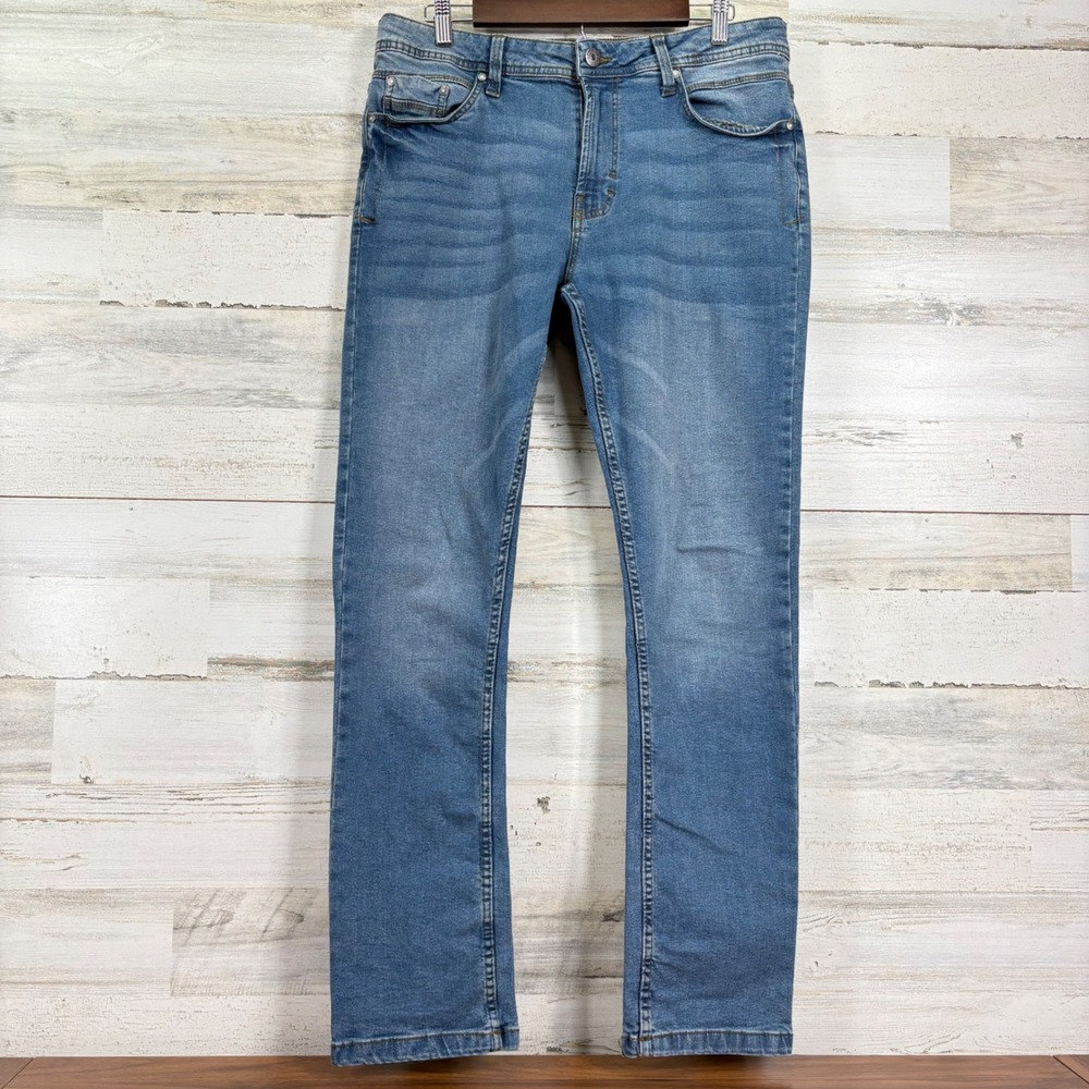 Free Planet‎ Mens Sustainable Denim Jeans Blue Straight Fit Size 34x30.5
